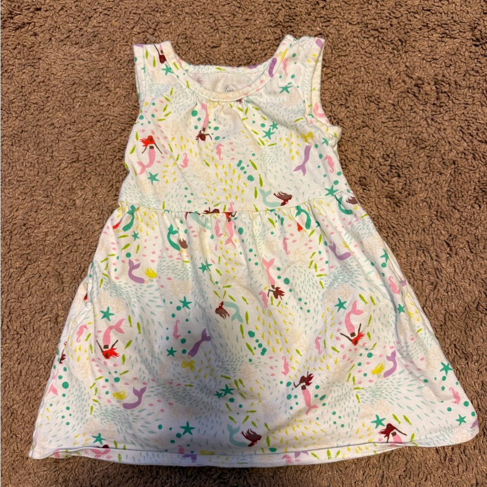 Wonder Nation White Dress with Mermaid Print